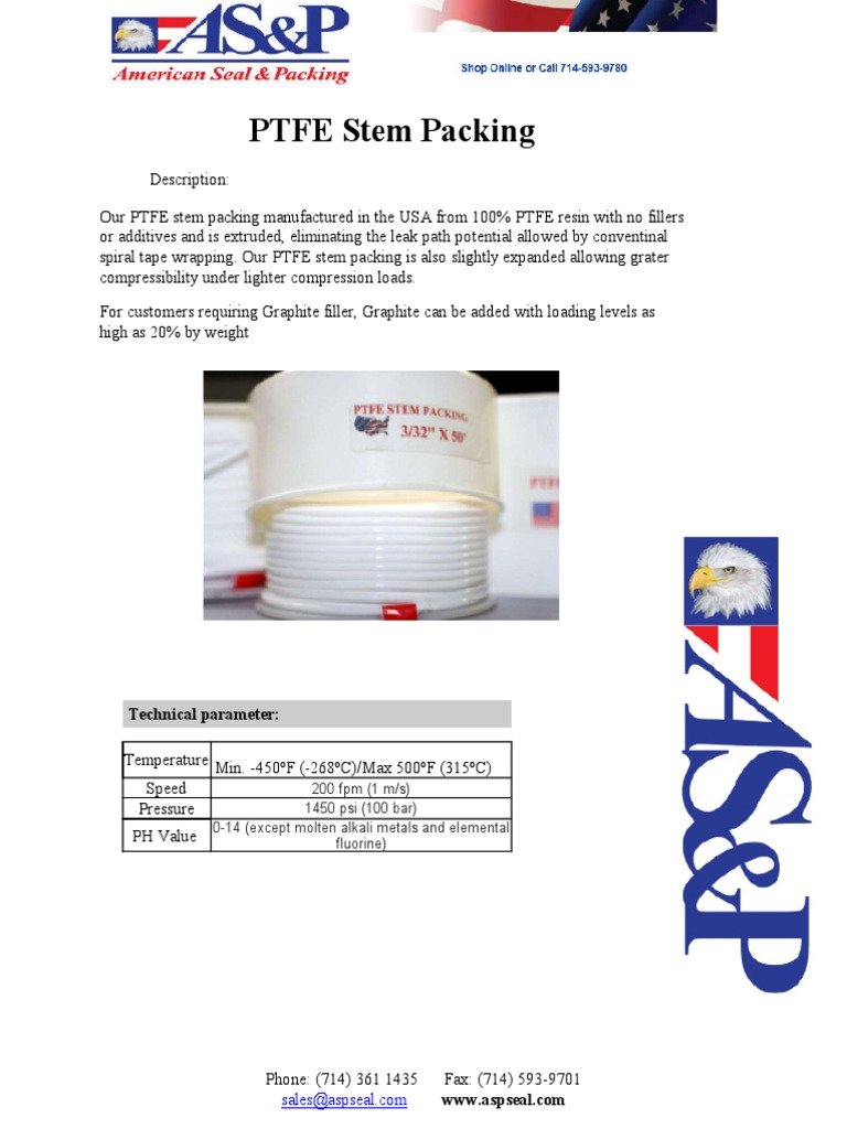 PTFE Stem Packing Specifications | PDF