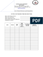 On-The-Job Training Time Record Form: Department of Social Sciences and Humanities