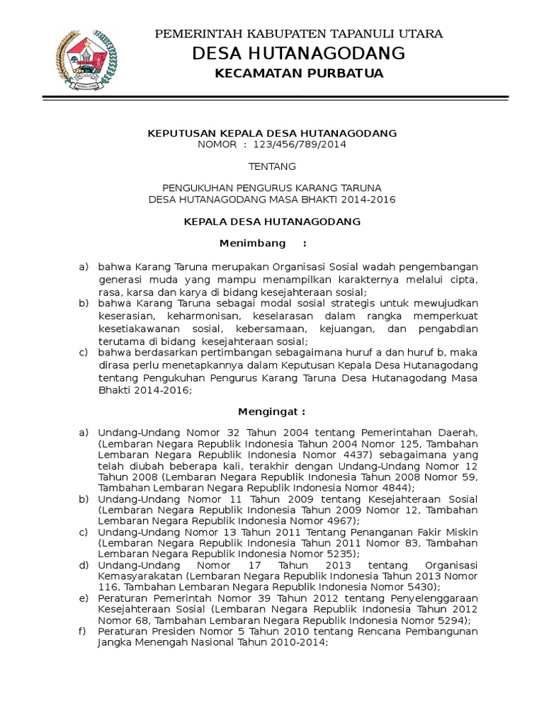 Contoh-SK-Karang-Taruna Taput | PDF