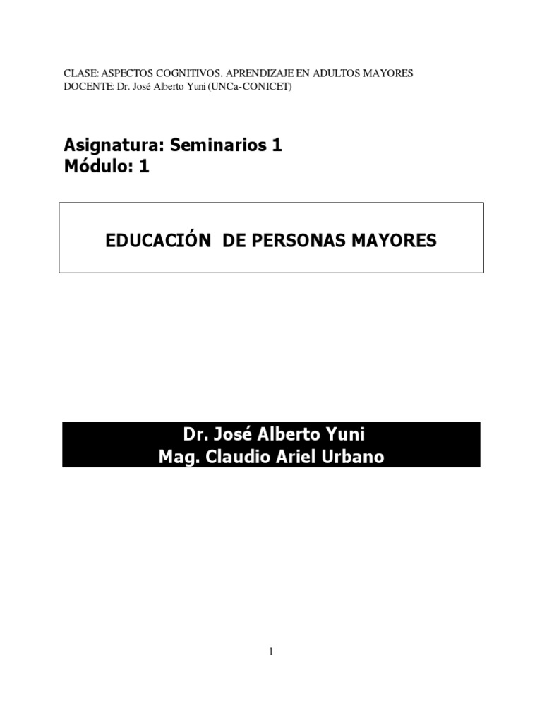 Guía de Aprendizaje Clase Educación de Personas Mayores | PDF | Vejez ...