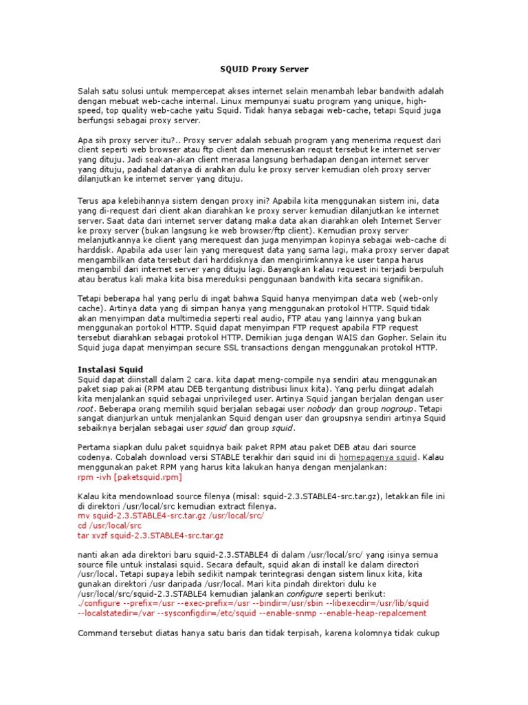 Squid: Proxy Server & Web Cache | PDF | Komputer | Teknologi & Rekayasa