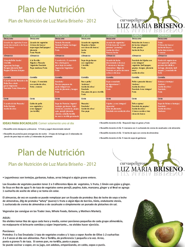 Plan de Nutricion Luz Maria Briseno 2012 | PDF | ensalada | Almuerzo