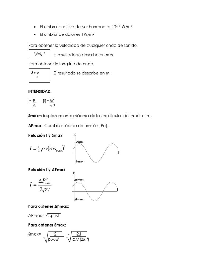 Fórmulas de Ondas Sonoras y Efecto Doppler | PDF | Ciencia y matemáticas