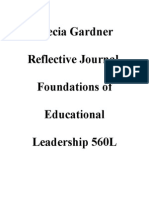 Alecia Gardner Reflective Journal Foundations of Educational Leadership 560L