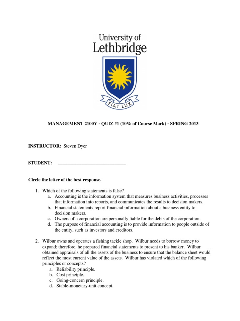 Accounting Quiz With Answers PDF Retained Earnings Debits And Credits