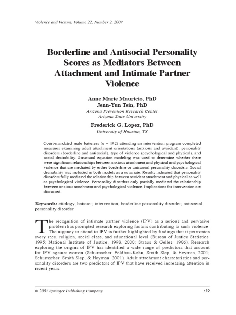 Attachment Antisocial And Antisocial Behavior
