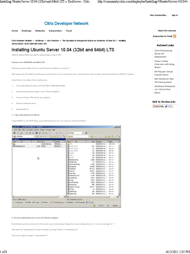 Installing Ubuntu Server 10.04 (32bit and 64bit) LTS: Citrix Developer ...