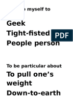 To Keep Myself To Myself: Geek Tight-Fisted People Person