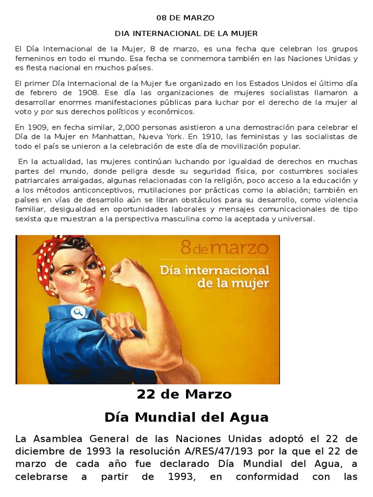 FECHAS CIVICAS MARZO Mujer Politica Ambiental