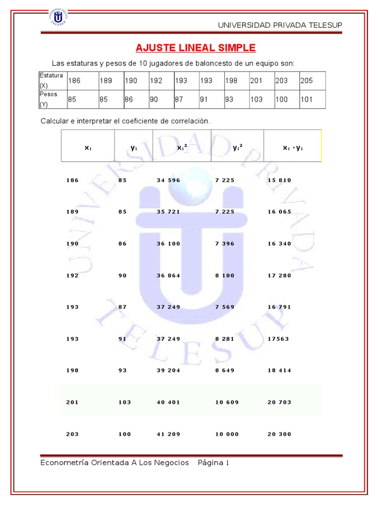 Ajuste Lineal Simple | PDF