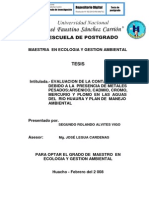 Evaluacion de La Contaminacion Debido a La Presencia de Metales Pesados