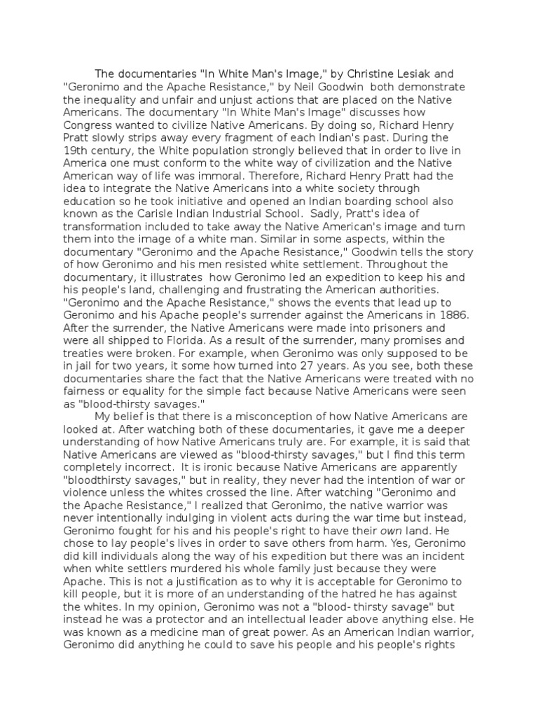 Essay Native American PDF Geronimo Chiricahua