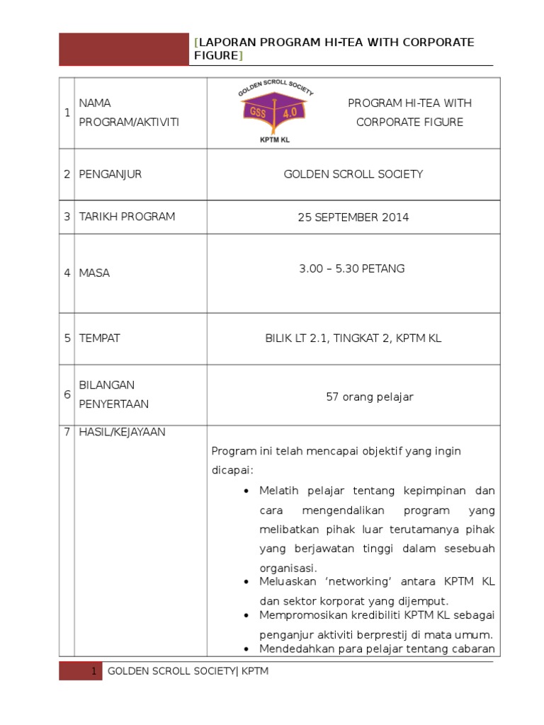 Laporan Program Hi-Tea Korporat | PDF