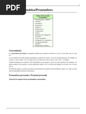 Italiano Gramatica Pronombres Verbo Asunto Gramatica