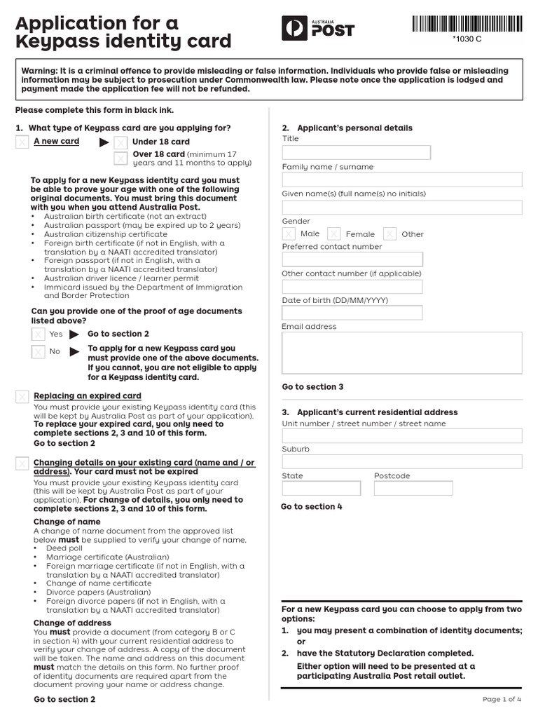 Keypass Identity Card Application Guide | PDF | Identity Document ...