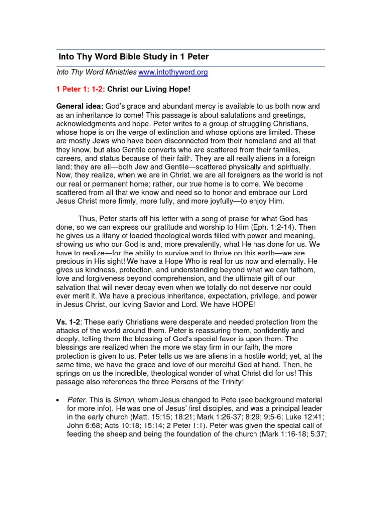 Into Thy Word Bible Study in 1 | PDF | Saint Peter | Acts Of The Apostles