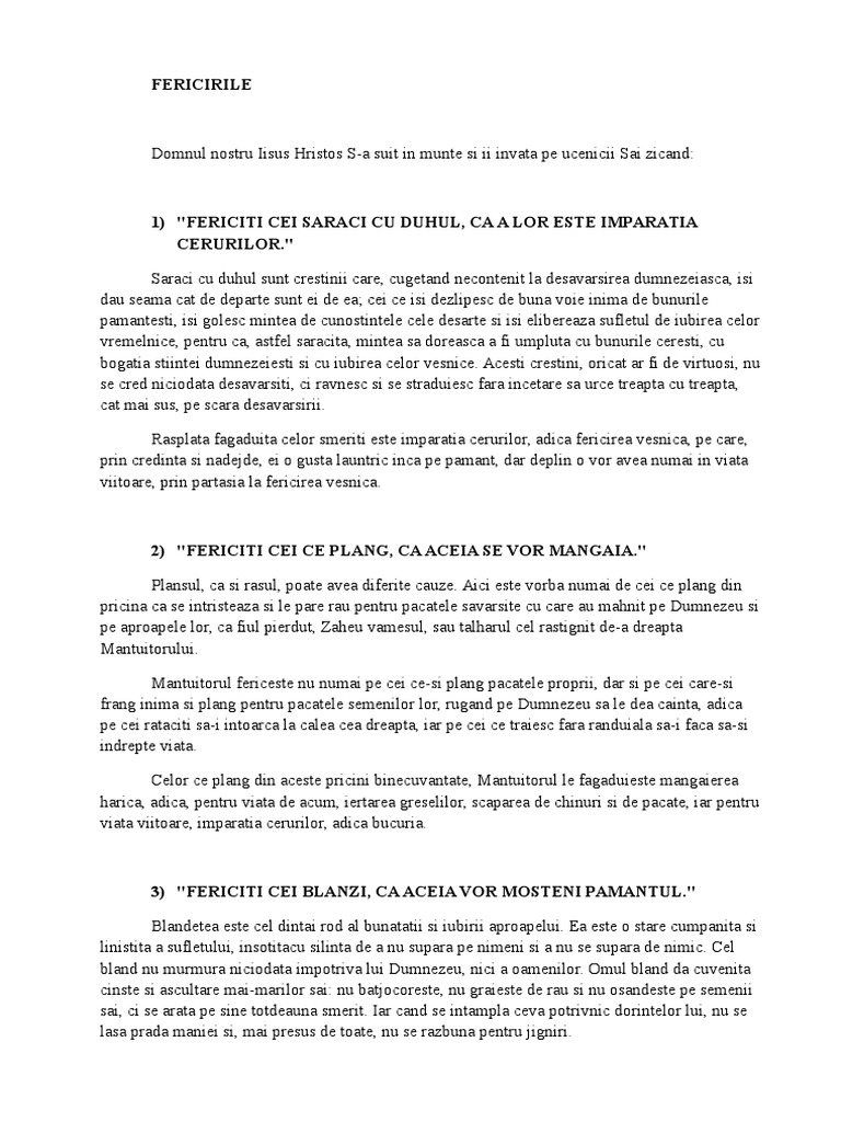 Fericirile Explicate Pe Scurt