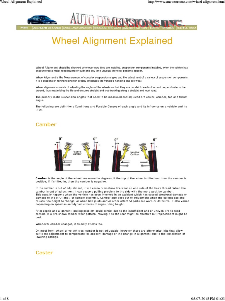 Wheel Alignment Explained Suspension (Vehicle) Steering