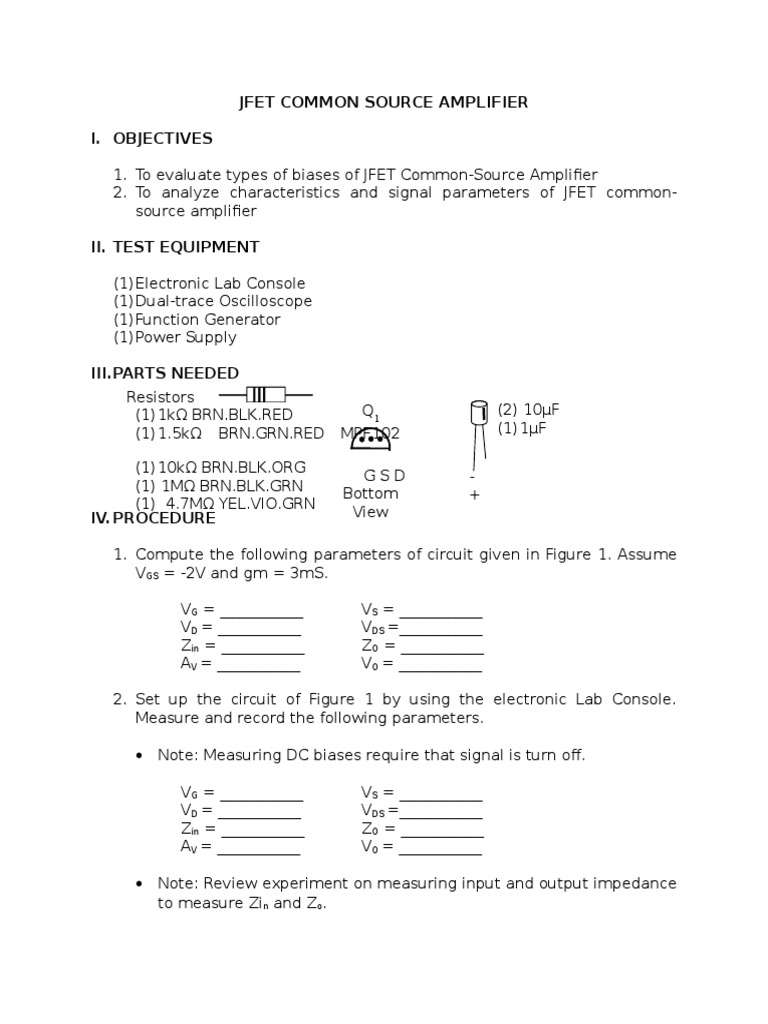 Jfet Common Source Amplifier PDF