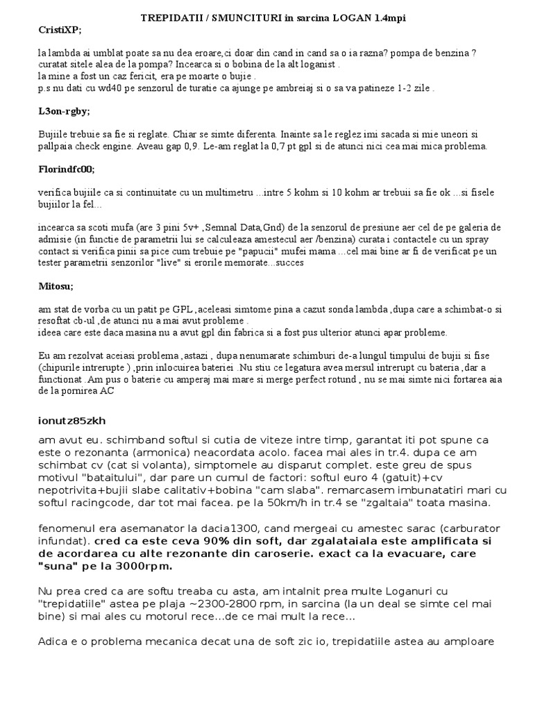 organ Glue Inspection Posibile Rezolvari La TREPIDATII SMUNCITURI in Sarcina LOGAN 1.4mpi+GPL |  PDF