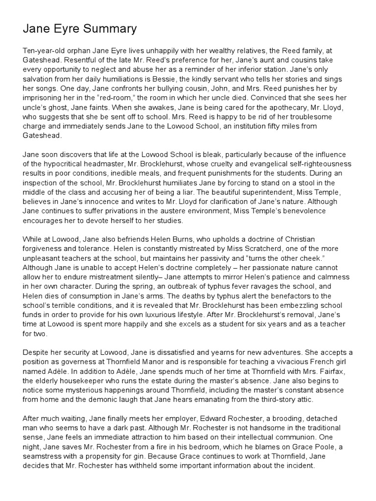 Jane Eyre Summary PDF