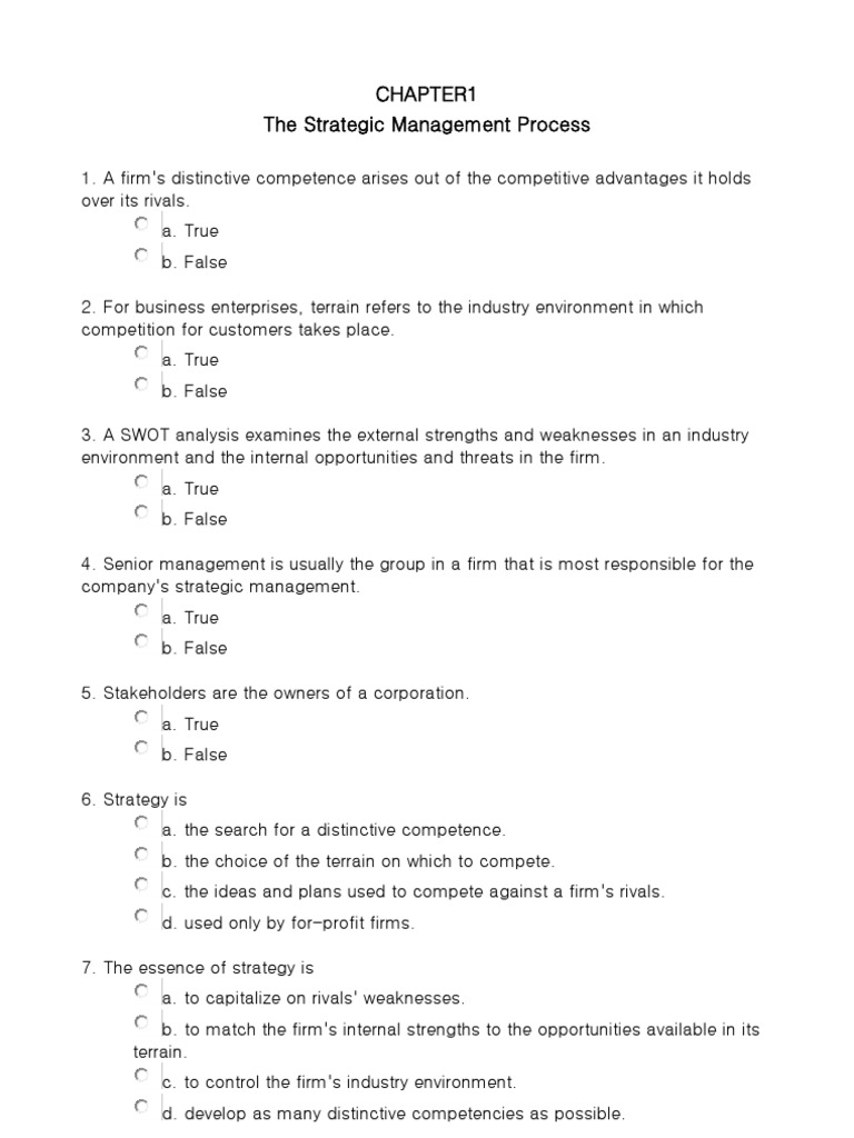 CHAPTER1 The Strategic Management Process | PDF | Strategic Management ...