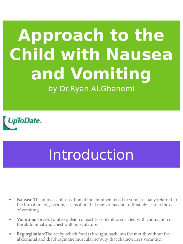 Approach To The Child With Nausea and Vomiting: by DR - Ryan Al ...