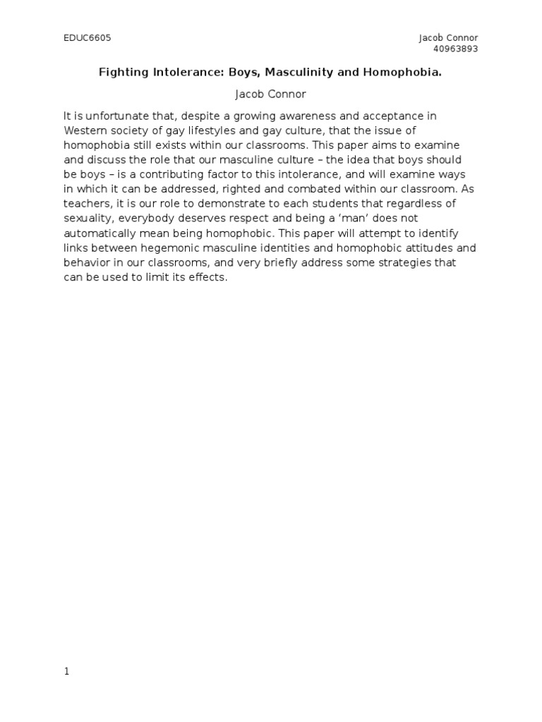 Addressing Homophobia in Boys' Culture | PDF | Social Science
