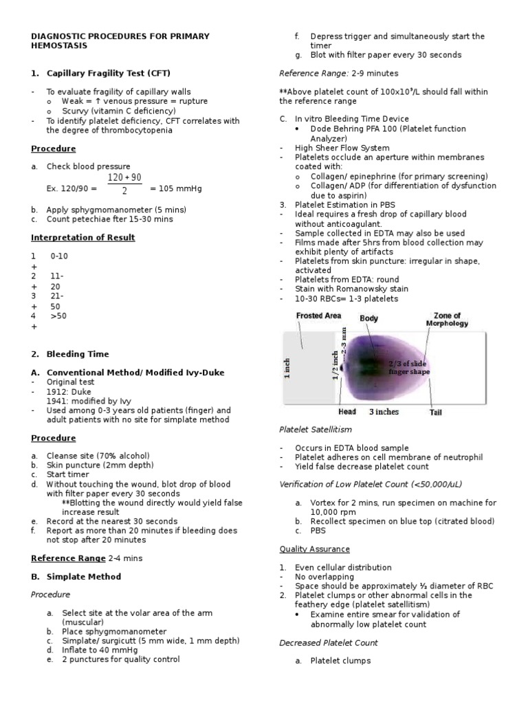 Primary Hemostasis Diagnostic Procedures | PDF | Platelet | Bleeding