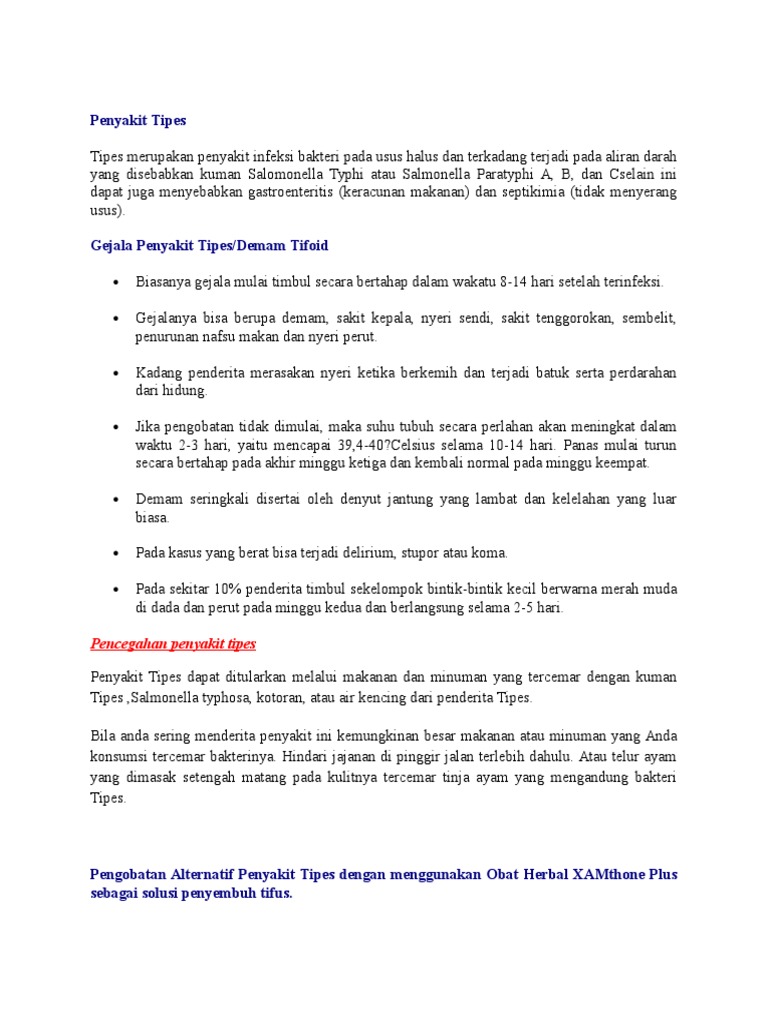 Pencegahan Penyakit Tipes