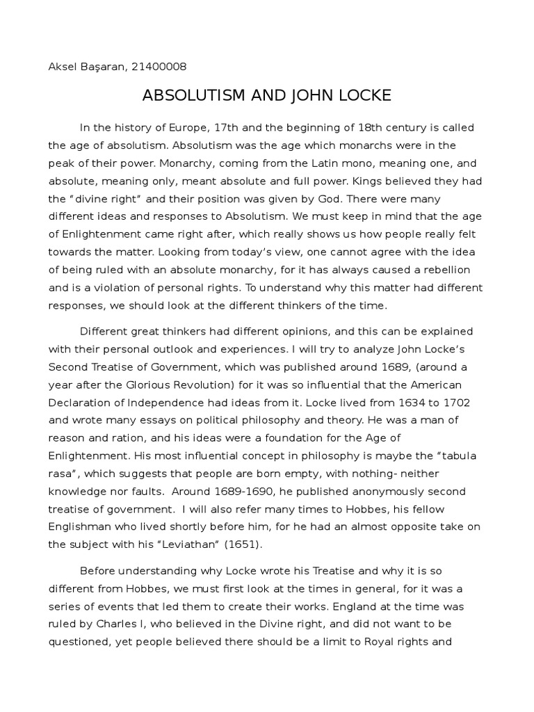 john locke essay high distinction