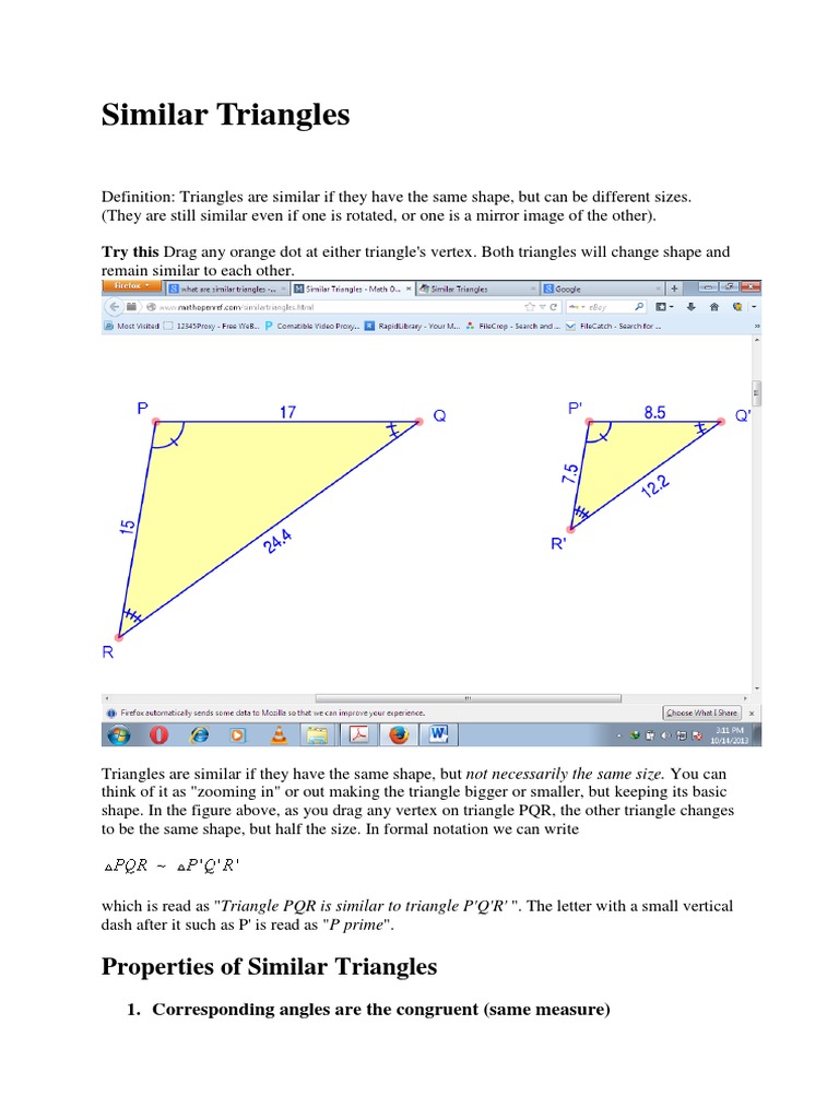 Similar Triangles + Identity | PDF | Triangle | Angle