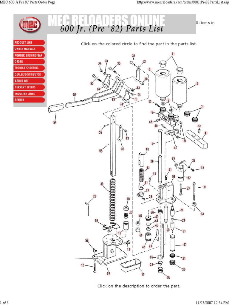 MEC 600 Jr Pre 82 Parts Order Page | Screw | Nut (Hardware)