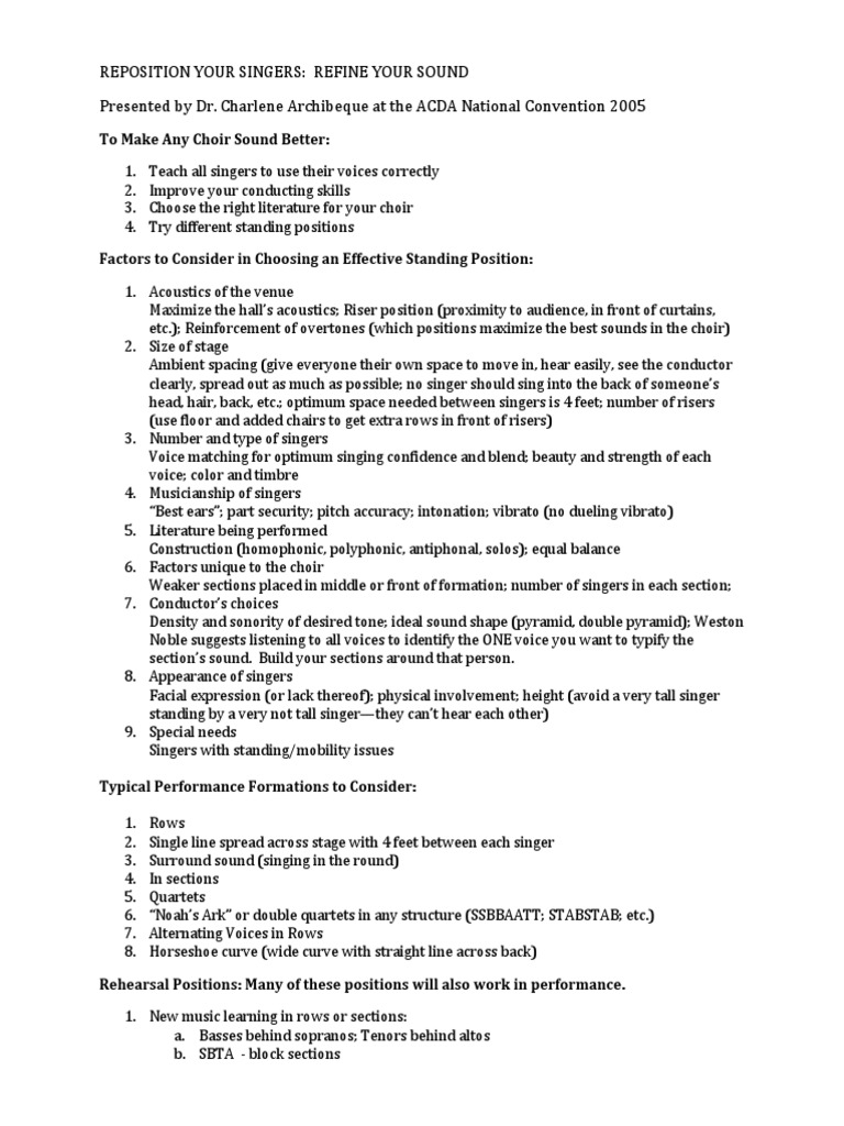 Positioning Your Choir Singing Choir