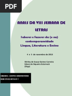 Anais Da VIII Semana de Letras Do UNIABEU