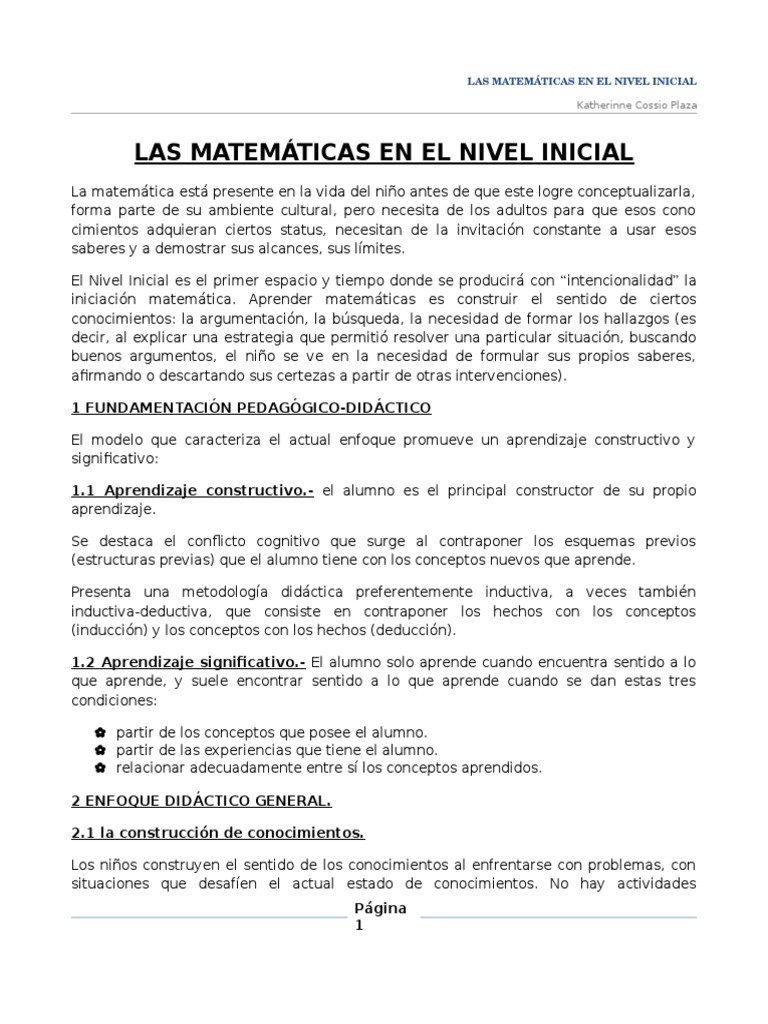 Matemáticas en el Nivel Inicial | PDF | Enseñanza de matemática ...