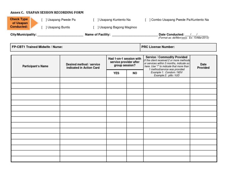 Usapan Session Recording Form | PDF