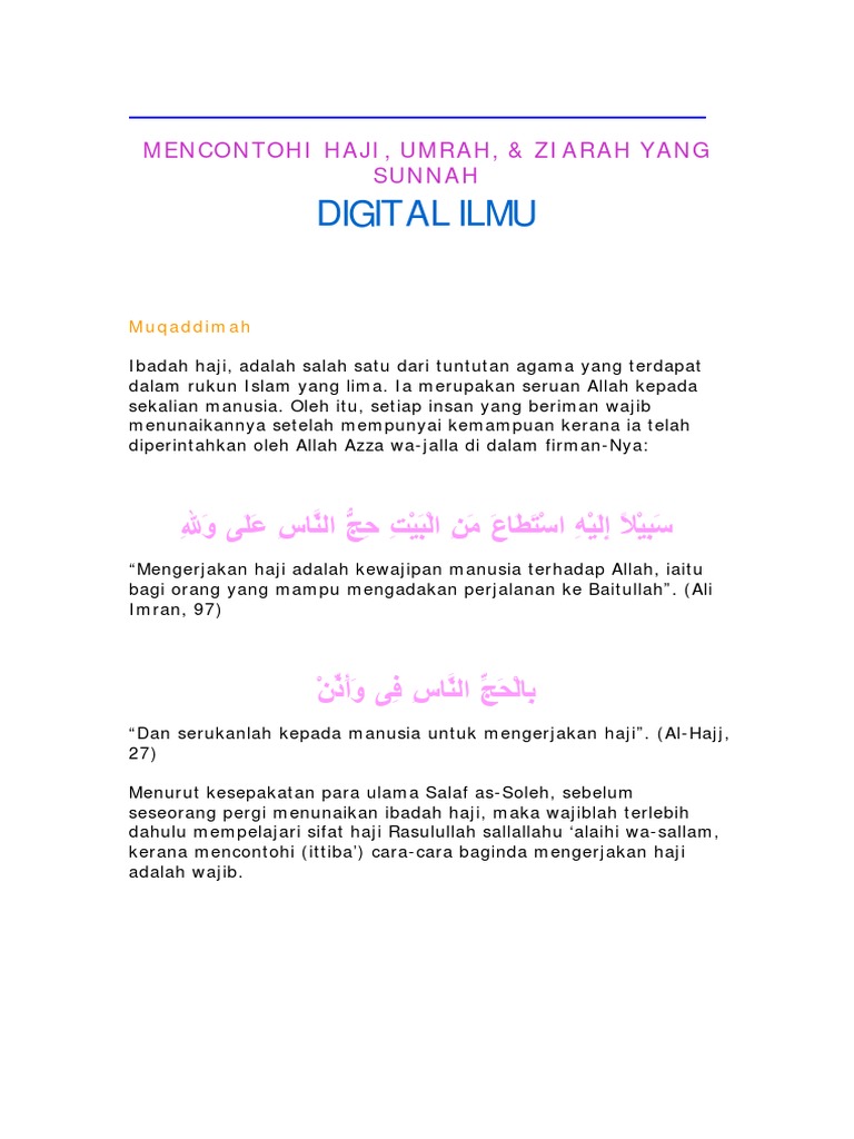 Haji Umrah As Per The Sunnah Pdf