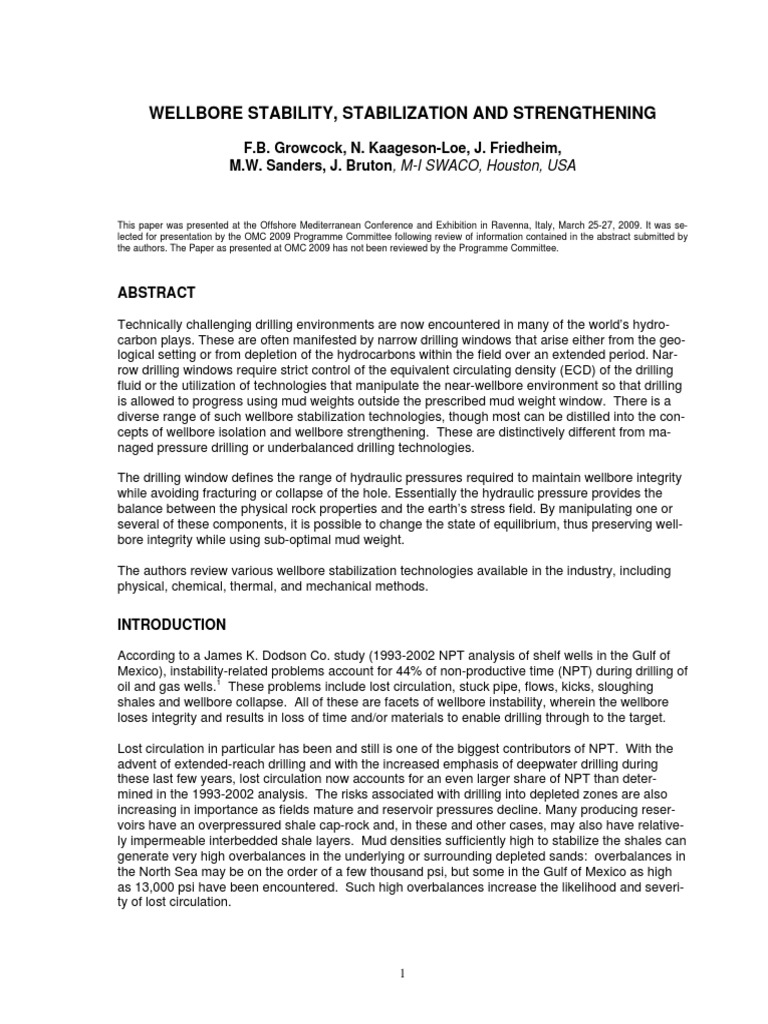 Wellbore Stability and Strengthening Techniques | PDF
