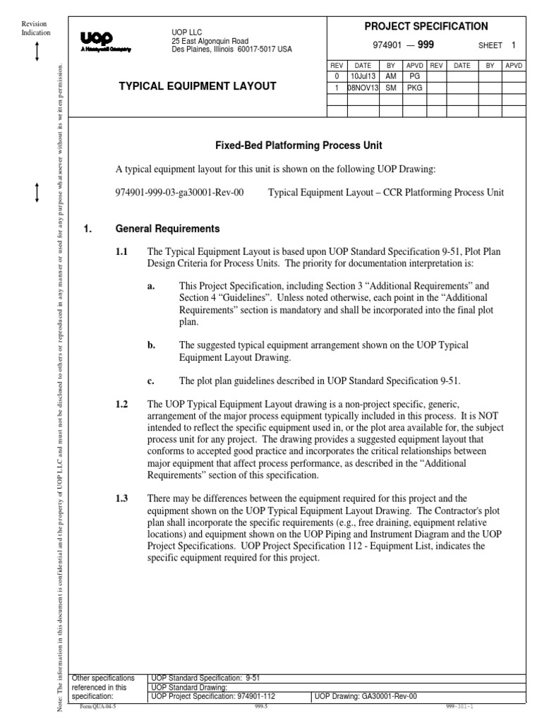 Typical Equipment Layout and Critical Design Considerations for a Fixed