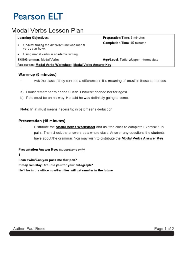 eap modal verbs lesson plan pdf verb homework