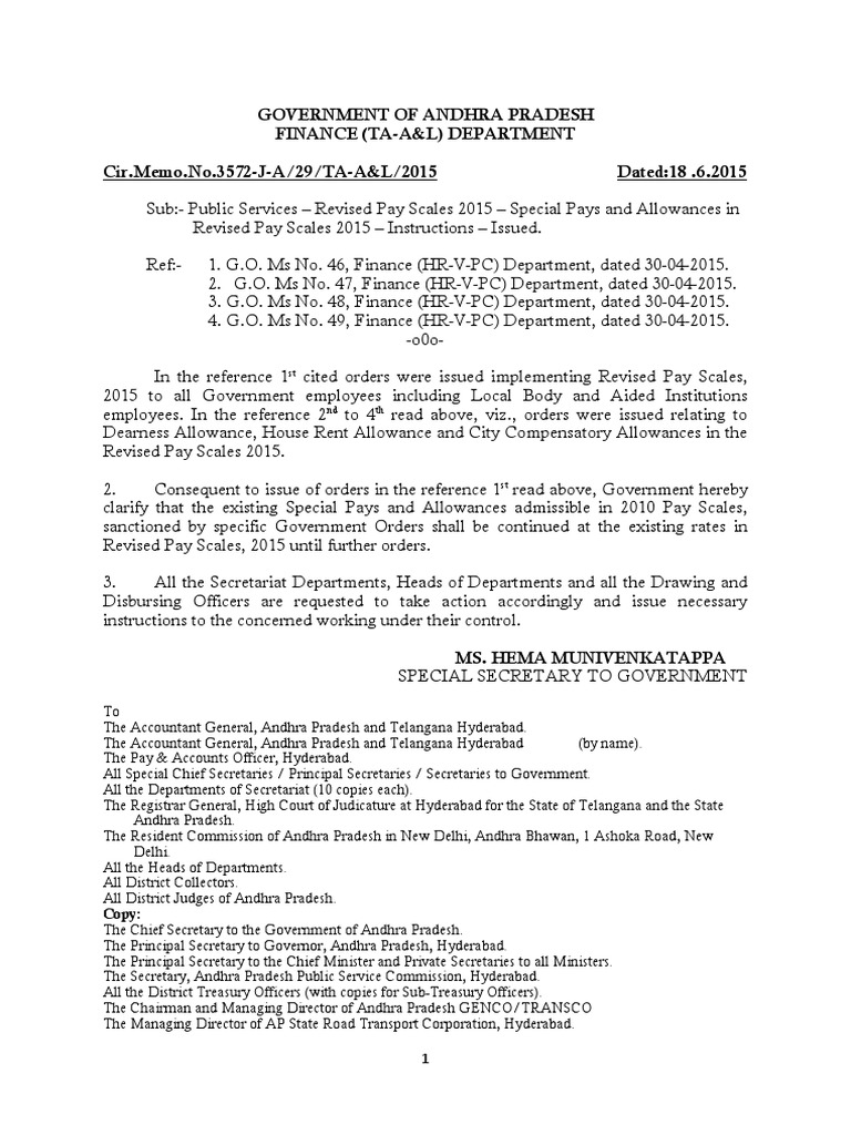 Revised Pay Scales 2015 in AP | PDF | Government | Social Institutions