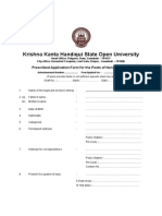 Krishna Kanta Handiqui State Open University: Prescribed Application Form For The Posts of Non-Academic Staff