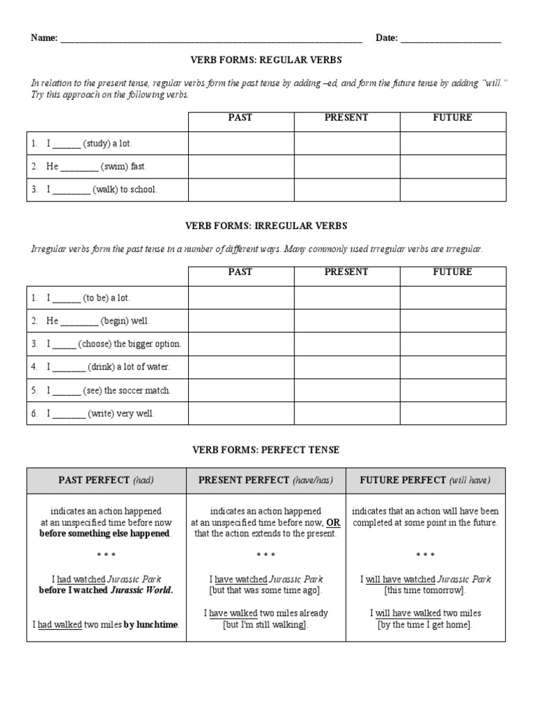 6 Verb Form | PDF | Perfect (Grammar) | Grammatical Tense