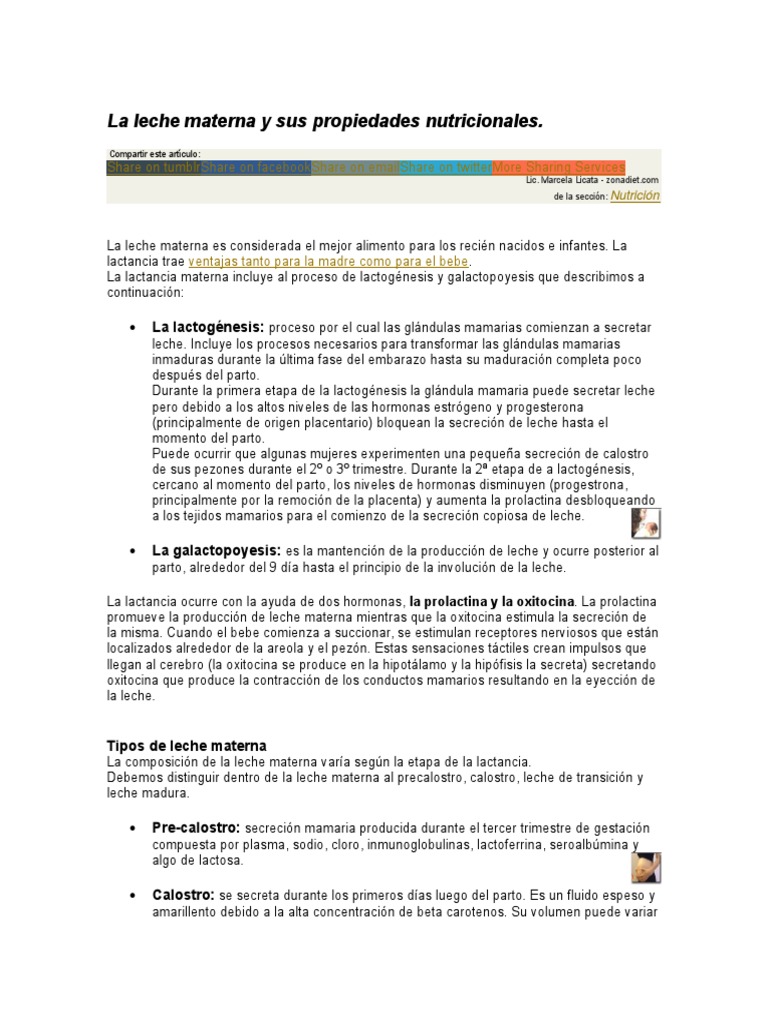 Precalostro: Leche Materna Inicial | PDF | La leche materna | Leche