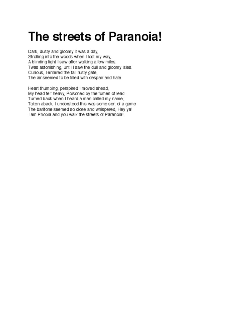 Streets of Paranoia: A Dark Journey | PDF | Poetry