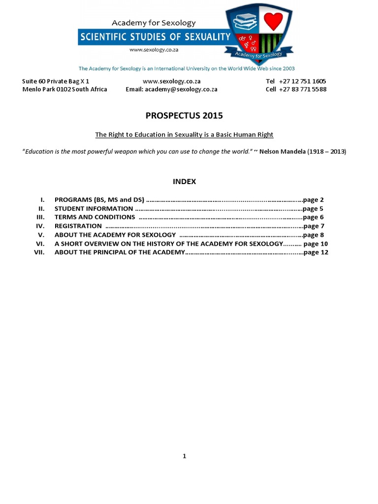 Prospectus 2010 Final | PDF | Thesis | Sexology
