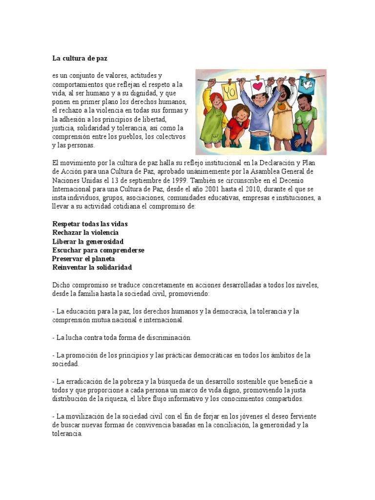 Cultura de paz y violencia: un análisis | PDF | Conflicto (proceso ...