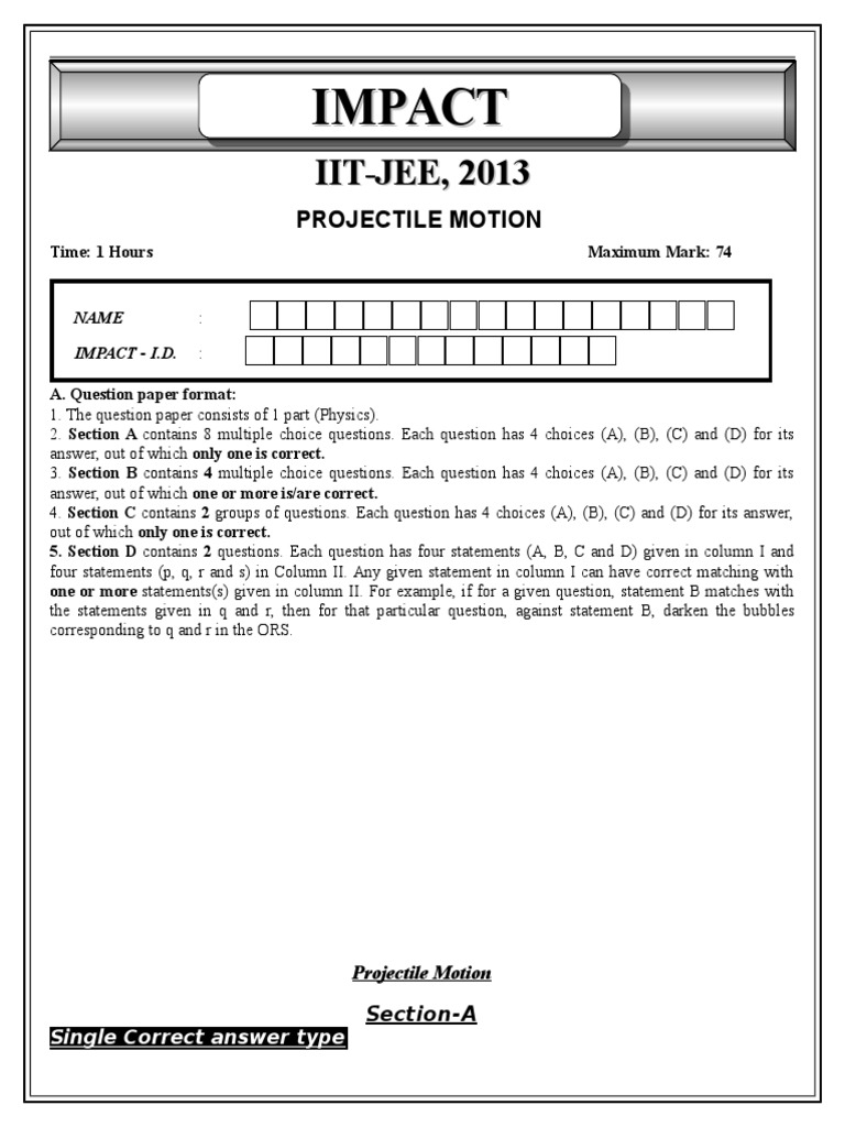 Projectile motion formula picture