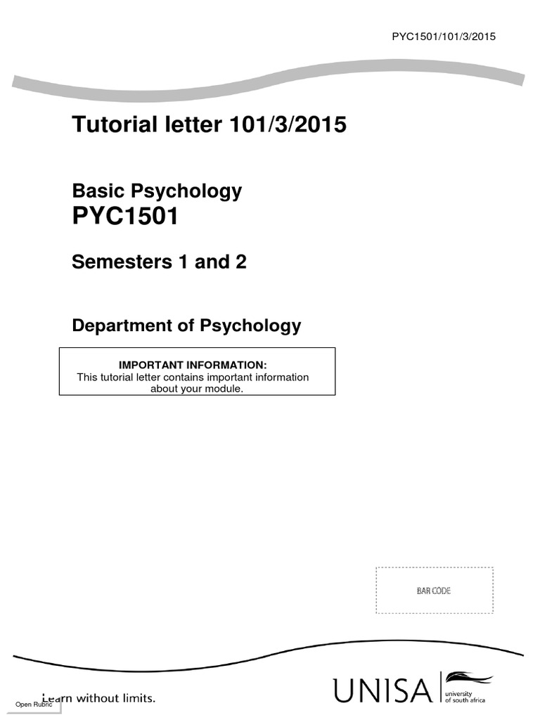 PYC1501 Basic Psychology Overview | PDF | Chemical Synapse ...